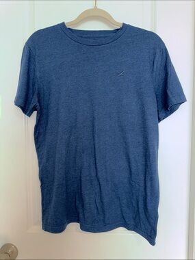 Hollister Heathered Blue Crew Tee with Subtle Logo
